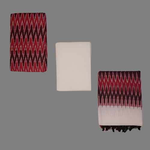Pochampaly Ikkat Maroon and Black and White Waves