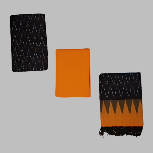 Three decorative cloths with patterned designs on a white background