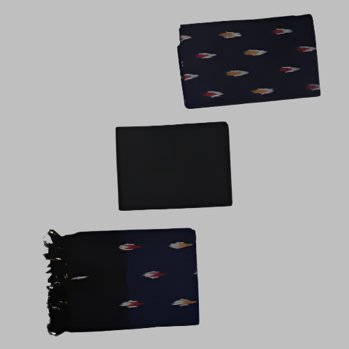 Black scarf with rocket pattern on a white background