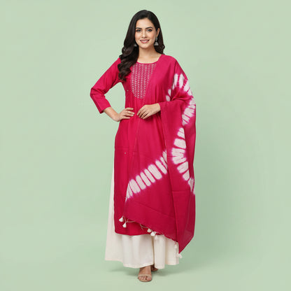 Red with Embroidery pearls and bids Kurti Sets