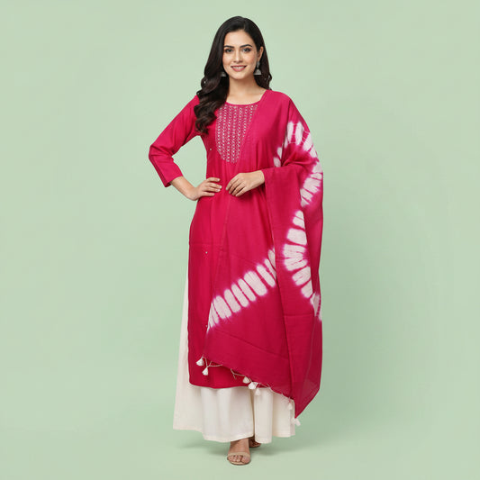 Red with Embroidery pearls and bids Kurti Sets