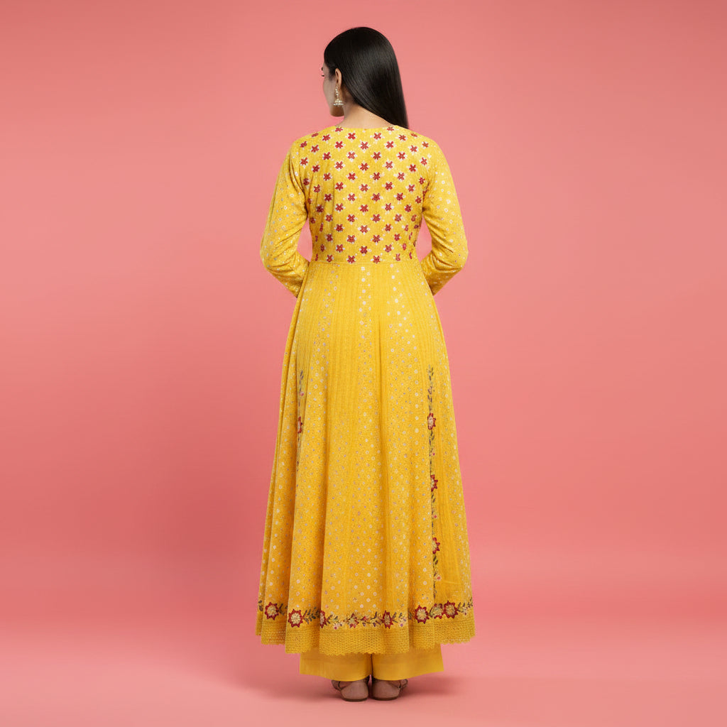 Yellow and Red Kurti Set
