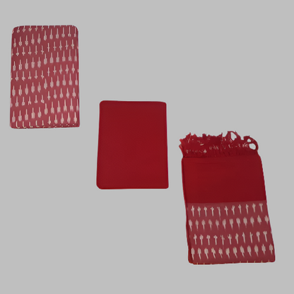 Pochampaly Ikkat Red and White Waves Cotton