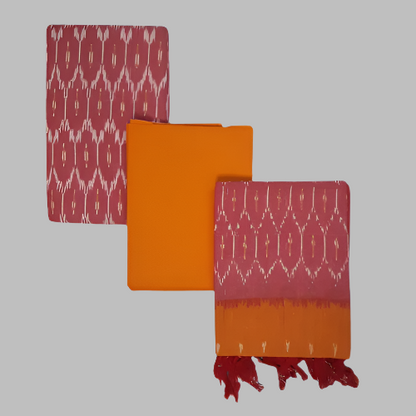 Pochampally Ikatt Red and White and Orange Waves