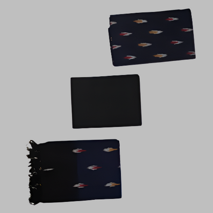 Black scarf with rocket pattern on a white background