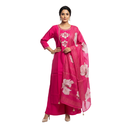 Pink with Embrodiery Kurti Set