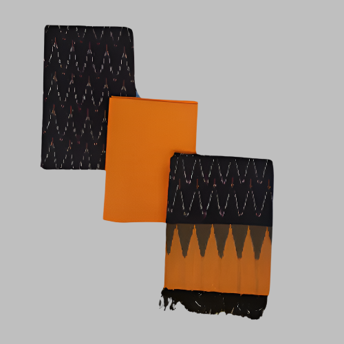 Orange and Black and White Wave Kurti Set